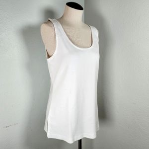 GRP1 Knits Cotton White  Sleeveless Top Mefium